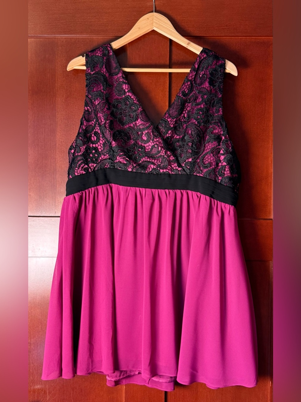 Little Mistress Y2K Style Magenta Lace Fit & Flare Skater Dress Size 20